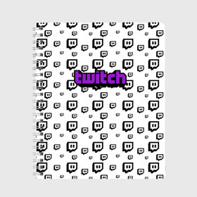 Тетрадь с принтом Twitch в городе Новоалтайск, 100% бумага | 48 листов, плотность листов — 60 г/м2, плотность картонной обложки — 250 г/м2. Листы скреплены сбоку удобной пружинной спиралью. Уголки страниц и обложки скругленные. Цвет линий — светло-серый
 | Тематика изображения на принте: game | gamer | logo | pattern | twitch | twitties | игры | логотип | паттерн | стрим | твитч | текстура