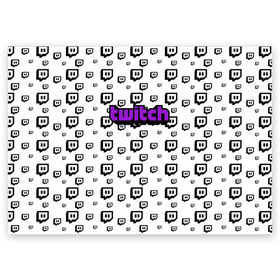 Поздравительная открытка с принтом Twitch в городе Новоалтайск, 100% бумага | плотность бумаги 280 г/м2, матовая, на обратной стороне линовка и место для марки
 | game | gamer | logo | pattern | twitch | twitties | игры | логотип | паттерн | стрим | твитч | текстура