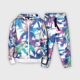 Детский костюм 3D с принтом Пальмы в городе Новоалтайск,  |  | abstracti | branches | exotic | leaves | palm trees | trees | tropics | абстракция | белый | ветки | графика | деревья | иллюстрация | искусство | картинка | листья | мода | орнамент | пальмы | рисунок | стиль | тропики | узор | фон