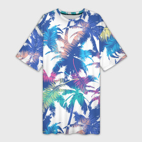 Платье-футболка 3D с принтом Пальмы в городе Новоалтайск,  |  | abstracti | branches | exotic | leaves | palm trees | trees | tropics | абстракция | белый | ветки | графика | деревья | иллюстрация | искусство | картинка | листья | мода | орнамент | пальмы | рисунок | стиль | тропики | узор | фон