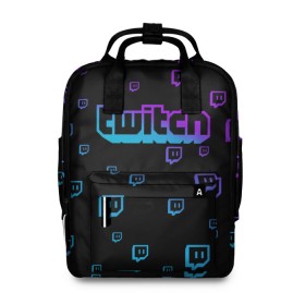 Женский рюкзак 3D с принтом Twitch (gradient) в городе Новоалтайск, 100% полиэстер | лямки с регулируемой длиной, сверху ручки, чтобы рюкзак нести как сумку. Основное отделение закрывается на молнию, как и внешний карман. Внутри два дополнительных кармана, один из которых закрывается на молнию. По бокам два дополнительных кармашка, куда поместится маленькая бутылочка
 | видеоигры | видеостриминг | киберспорт | стрим | трансляции | турниры
