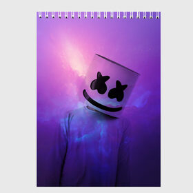 Скетчбук с принтом Marshmello в городе Новоалтайск, 100% бумага
 | 48 листов, плотность листов — 100 г/м2, плотность картонной обложки — 250 г/м2. Листы скреплены сверху удобной пружинной спиралью | chris comstock | electronic | joytime iii | marshmallow | marshmello | клубная | маршмелло | маршмеллоу | электронная музыка
