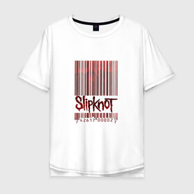 Мужская футболка хлопок Oversize с принтом Slipknot в городе Новоалтайск, 100% хлопок | свободный крой, круглый ворот, “спинка” длиннее передней части | code | metal | music | rock | штрих | штрихкод
