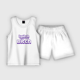Детская пижама с шортами хлопок с принтом Twitch Bitch в городе Новоалтайск,  |  | blog | cybersport | game | platform | player | service | stream | streamer | streaming | twitch | video | блоггер | игра | игрок | киберспорт | платформа | сервис | стрим | стример | твич