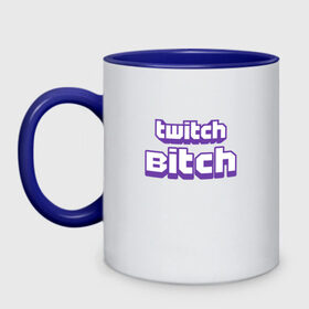 Кружка двухцветная с принтом Twitch Bitch в городе Новоалтайск, керамика | объем — 330 мл, диаметр — 80 мм. Цветная ручка и кайма сверху, в некоторых цветах — вся внутренняя часть | blog | cybersport | game | platform | player | service | stream | streamer | streaming | twitch | video | блоггер | игра | игрок | киберспорт | платформа | сервис | стрим | стример | твич