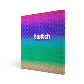 Холст квадратный с принтом Rainbow Twitch в городе Новоалтайск, 100% ПВХ |  | blog | cybersport | game | platform | player | service | stream | streamer | streaming | twitch | video | блоггер | игра | игрок | киберспорт | платформа | сервис | стрим | стример | твич