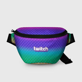 Поясная сумка 3D с принтом Rainbow Twitch в городе Новоалтайск, 100% полиэстер | плотная ткань, ремень с регулируемой длиной, внутри несколько карманов для мелочей, основное отделение и карман с обратной стороны сумки застегиваются на молнию | blog | cybersport | game | platform | player | service | stream | streamer | streaming | twitch | video | блоггер | игра | игрок | киберспорт | платформа | сервис | стрим | стример | твич
