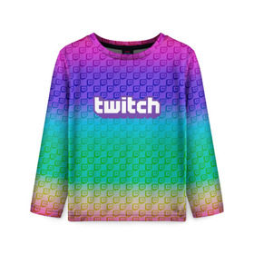 Детский лонгслив 3D с принтом Rainbow Twitch в городе Новоалтайск, 100% полиэстер | длинные рукава, круглый вырез горловины, полуприлегающий силуэт
 | blog | cybersport | game | platform | player | service | stream | streamer | streaming | twitch | video | блоггер | игра | игрок | киберспорт | платформа | сервис | стрим | стример | твич