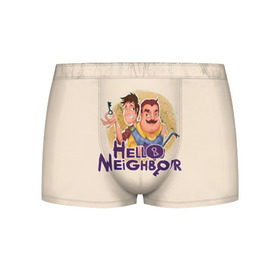 Мужские трусы 3D с принтом Hello Neighbor в городе Новоалтайск, 50% хлопок, 50% полиэстер | классическая посадка, на поясе мягкая тканевая резинка | Тематика изображения на принте: hello | horror | neighbor | survival | дом | нейбор | паркура | привет | сосед | стратегия | хеллоу