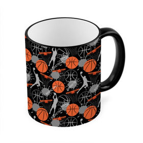 Кружка с полной запечаткой с принтом Basketball в городе Новоалтайск, керамика | ёмкость 330 мл | basket | basketball | баскетбол | баскетбольные | болельщик | бросок | брызги | графика | иллюстрация | капли | картинка | кляксы | кольцо | мода | мячи | надпись | прыжок | рисунок | сетка | сила | скорость