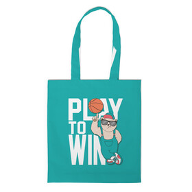 Шоппер 3D с принтом Play to win в городе Новоалтайск, 100% полиэстер | Плотность: 200 г/м2; Размер: 34×35 см; Высота лямок: 30 см | баскетбол | баскетбольный | бейсболка | графика | животное | зелёный | играй | иллюстрация | картинка | комбинезон | кот | кроссовки | крутит | мода | мяч | на пальце | надпись | очки | победы | ради