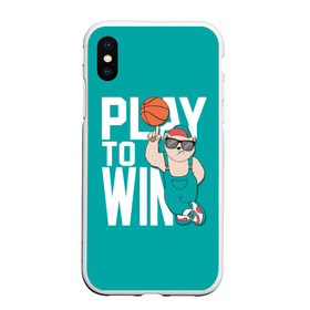Чехол для iPhone XS Max матовый с принтом Play to win в городе Новоалтайск, Силикон | Область печати: задняя сторона чехла, без боковых панелей | Тематика изображения на принте: баскетбол | баскетбольный | бейсболка | графика | животное | зелёный | играй | иллюстрация | картинка | комбинезон | кот | кроссовки | крутит | мода | мяч | на пальце | надпись | очки | победы | ради