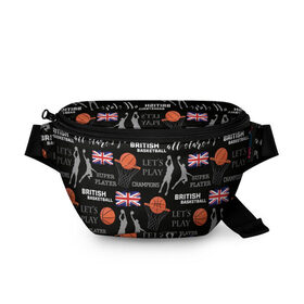 Поясная сумка 3D с принтом British basketball в городе Новоалтайск, 100% полиэстер | плотная ткань, ремень с регулируемой длиной, внутри несколько карманов для мелочей, основное отделение и карман с обратной стороны сумки застегиваются на молнию | англия | баскетбол | баскетбольные | болельщик | британия | британский | бросок | графика | держава | игра | иллюстрация | картинка | кольцо | мода | мячи | надпи | прыжок | рисунок | сетка | сила