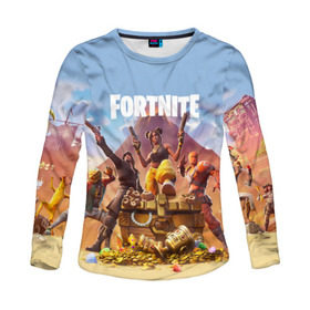 Женский лонгслив 3D с принтом FORTNITE: 8 СЕЗОН в городе Новоалтайск, 100% полиэстер | длинные рукава, круглый вырез горловины, полуприлегающий силуэт | 8 | battle | fort | fortnite | royale | season | банан | битва | блёстка | гибрид | горгона | искра | королевская | новый | пираты | последний | сезон | форт | фортнайт