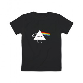 Детская футболка хлопок с принтом Kawaii Pink Floyd в городе Новоалтайск, 100% хлопок | круглый вырез горловины, полуприлегающий силуэт, длина до линии бедер | anime | аниме | выстрел | лапочка | логотип | луч | милый | мимими | музыка | пистолет | прелесть | призма | радуга | рок | свет | треугольник