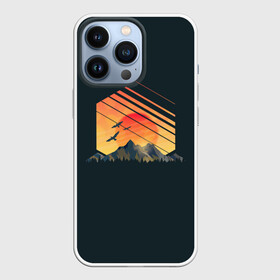 Чехол для iPhone 13 Pro с принтом Заход Солнца в городе Новоалтайск,  |  | Тематика изображения на принте: camping | mountains | sunset | восход | горы | заход | приключение | птицы | путешествие | солнце | туризм