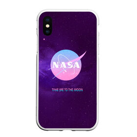 Чехол для iPhone XS Max матовый с принтом NASA Take me to the Moon в городе Новоалтайск, Силикон | Область печати: задняя сторона чехла, без боковых панелей | administration | aeronautics | brand | logo | nasa | national | oldschool | space | usa | исследование | космос | лого | наса | национальное | олдскул | сша | управление