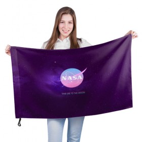 Флаг 3D с принтом NASA. Take me to the Moon в городе Новоалтайск, 100% полиэстер | плотность ткани — 95 г/м2, размер — 67 х 109 см. Принт наносится с одной стороны | administration | aeronautics | brand | logo | nasa | national | oldschool | space | usa | исследование | космос | лого | наса | национальное | олдскул | сша | управление