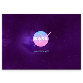 Поздравительная открытка с принтом NASA. Take me to the Moon в городе Новоалтайск, 100% бумага | плотность бумаги 280 г/м2, матовая, на обратной стороне линовка и место для марки
 | Тематика изображения на принте: administration | aeronautics | brand | logo | nasa | national | oldschool | space | usa | исследование | космос | лого | наса | национальное | олдскул | сша | управление