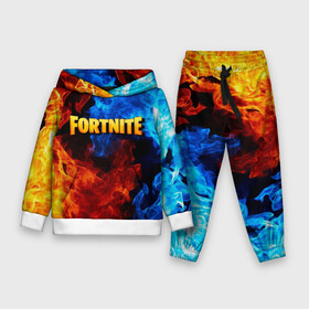 Детский костюм 3D (с толстовкой) с принтом FORTNITE в городе Новоалтайск,  |  | fortnite | битва | игра | компьютерная игра | королевская | надпись | огонь | пламя | симулятор | фортнайт