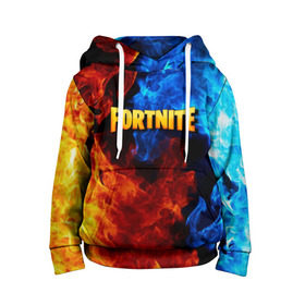 Детская толстовка 3D с принтом FORTNITE в городе Новоалтайск, 100% полиэстер | двухслойный капюшон со шнурком для регулировки, мягкие манжеты на рукавах и по низу толстовки, спереди карман-кенгуру с мягким внутренним слоем | Тематика изображения на принте: fortnite | битва | игра | компьютерная игра | королевская | надпись | огонь | пламя | симулятор | фортнайт