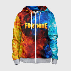 Детская толстовка 3D на молнии с принтом FORTNITE в городе Новоалтайск, 100% полиэстер |  манжеты и пояс оформлены широкой мягкой резинкой, двухслойный капюшон со шнурком для регулировки, спереди карманы и застежка-молния
 | fortnite | битва | игра | компьютерная игра | королевская | надпись | огонь | пламя | симулятор | фортнайт