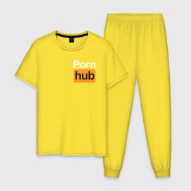 Мужская пижама хлопок с принтом Pornhub (логотип с боку) в городе Новоалтайск, 100% хлопок | брюки и футболка прямого кроя, без карманов, на брюках мягкая резинка на поясе и по низу штанин
 | brazzers | видео | любовь | хаб | чувства