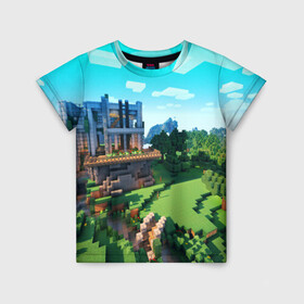 Детская футболка 3D с принтом Minecraft в городе Новоалтайск, 100% гипоаллергенный полиэфир | прямой крой, круглый вырез горловины, длина до линии бедер, чуть спущенное плечо, ткань немного тянется | blade | blocks | creeper | cubes | game | ken | mine craft | minecraft | mobs | sword | игры | крипер | майн крафт | майнкрафт | моб