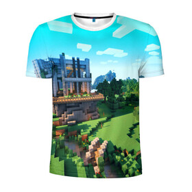 Мужская футболка 3D спортивная с принтом Minecraft в городе Новоалтайск, 100% полиэстер с улучшенными характеристиками | приталенный силуэт, круглая горловина, широкие плечи, сужается к линии бедра | blade | blocks | creeper | cubes | game | ken | mine craft | minecraft | mobs | sword | игры | крипер | майн крафт | майнкрафт | моб