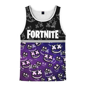 Мужская майка 3D с принтом Fortnite & Marshmello в городе Новоалтайск, 100% полиэстер | круглая горловина, приталенный силуэт, длина до линии бедра. Пройма и горловина окантованы тонкой бейкой | fortnite | marshmello | диджей | игра | клуб | клубная музыка | компьютерная игра | маршмеллоу | маршмэлло | маршмэллоу | музыка | симулятор | фортнайт | электронная