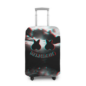 Чехол для чемодана 3D с принтом Marshmello в городе Новоалтайск, 86% полиэфир, 14% спандекс | двустороннее нанесение принта, прорези для ручек и колес | christopher comstock | dj | marshmello | music | диджей | клубная музыка | клубняк | крис комсток | логотип | маршмеллоу | музыка