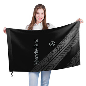 Флаг 3D с принтом Mercedes в городе Новоалтайск, 100% полиэстер | плотность ткани — 95 г/м2, размер — 67 х 109 см. Принт наносится с одной стороны | amg | mercedes | авто | автомобиль | иномарка | логотип | машина | мерседес | текстура
