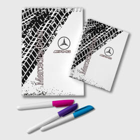 Блокнот с принтом Mercedes в городе Новоалтайск, 100% бумага | 48 листов, плотность листов — 60 г/м2, плотность картонной обложки — 250 г/м2. Листы скреплены удобной пружинной спиралью. Цвет линий — светло-серый
 | Тематика изображения на принте: amg | mercedes | авто | автомобиль | иномарка | логотип | машина | мерседес | текстура