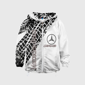 Детская ветровка 3D с принтом Mercedes в городе Новоалтайск, 100% полиэстер | подол и капюшон оформлены резинкой с фиксаторами, по бокам два кармана без застежек, один потайной карман на груди | Тематика изображения на принте: amg | mercedes | авто | автомобиль | иномарка | логотип | машина | мерседес | текстура
