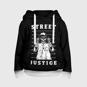 Детская толстовка 3D с принтом Street justice в городе Новоалтайск, 100% полиэстер | двухслойный капюшон со шнурком для регулировки, мягкие манжеты на рукавах и по низу толстовки, спереди карман-кенгуру с мягким внутренним слоем | justice | s | skeleton | skull | street | банда | бандана | бандит | бейсболка | графика | иллюстрация | картинка | мода | надпись | оружие | пистолеты | платок | револьверы | рисунок | символ | скелет | справедливость