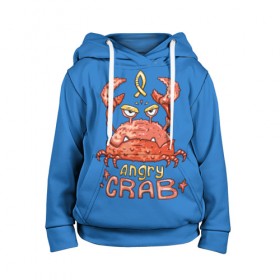 Детская толстовка 3D с принтом Hungry crab в городе Новоалтайск, 100% полиэстер | двухслойный капюшон со шнурком для регулировки, мягкие манжеты на рукавах и по низу толстовки, спереди карман-кенгуру с мягким внутренним слоем | angry | crab | gloomy | hungry | ocean | red | sea | sign | stars | water | вода | голодный | графика | детский | звезды | злой | знак | иллюстрация | картинка | краб | красный | мода | море | морские | надпись | океан | рисунок | рыба