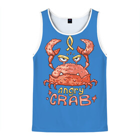 Мужская майка 3D с принтом Hungry crab в городе Новоалтайск, 100% полиэстер | круглая горловина, приталенный силуэт, длина до линии бедра. Пройма и горловина окантованы тонкой бейкой | angry | crab | gloomy | hungry | ocean | red | sea | sign | stars | water | вода | голодный | графика | детский | звезды | злой | знак | иллюстрация | картинка | краб | красный | мода | море | морские | надпись | океан | рисунок | рыба