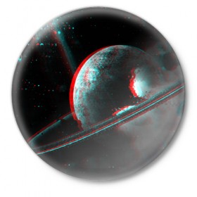Значок с принтом Cosmos Glitch в городе Новоалтайск,  металл | круглая форма, металлическая застежка в виде булавки | вселенная | глитч | звезды | земля | космос | плеяды | пространство