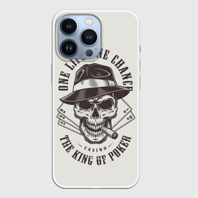 Чехол для iPhone 13 Pro с принтом One life chance the king of po в городе Новоалтайск,  |  | Тематика изображения на принте: casino | chance | g | king | life | one | poker | графика | дама | джокер | дым | жизнь | игра | иллюстрация | казино | картинка | карты | король | масть | мода | надпись | один | пики | покер | рисунок | рулетка | светлый