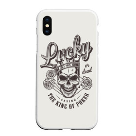Чехол для iPhone XS Max матовый с принтом lucky or dead the king of poke в городе Новоалтайск, Силикон | Область печати: задняя сторона чехла, без боковых панелей | Тематика изображения на принте: casino | death | happy | king | luck | or | графика | игра | или | иллюстрация | казино | картёжник | картинка | карты | король | корона | масть | мода | надпись | пики | покер | рисунок | розы | рулетка | светлый | стиль