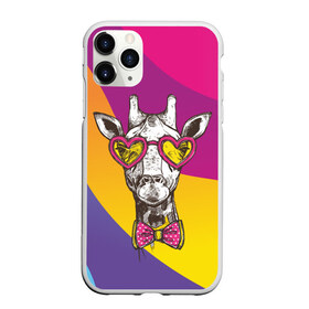 Чехол для iPhone 11 Pro Max матовый с принтом Праздничный жираф в городе Новоалтайск, Силикон |  | бабочка | животное | жираф | модный | очки | праздничный | рожки | сердечки | хипстер | шея