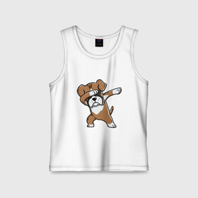 Детская майка хлопок с принтом DAB Dog в городе Новоалтайск,  |  | amimals | best | dab | dabbig | dance | dog | doggy | freedom | hip hop | music | rap | woof | волк | гав | даб | даббинг | друг | животные | крутой | лучший | мопс | музыка | овчарка | пёс | песик | питомец | рэп | рэпер | свобода | собака