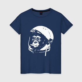Женская футболка хлопок с принтом Space Monkey в городе Новоалтайск, 100% хлопок | прямой крой, круглый вырез горловины, длина до линии бедер, слегка спущенное плечо | alien | earth | express | futurama | galaxy | moon | nasa | planet | space | star | ufo | world | астронавт | вселенная | гагарин | галактика | звезда | звезды | земля | космонавт | космос | луна | мир | наса | небо | нло | планета | полёт