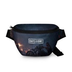 Поясная сумка 3D с принтом Days Gone в городе Новоалтайск, 100% полиэстер | плотная ткань, ремень с регулируемой длиной, внутри несколько карманов для мелочей, основное отделение и карман с обратной стороны сумки застегиваются на молнию | 2019 | days gone | game | poster | ps4 | zombie | жизнь после | зомби | игра