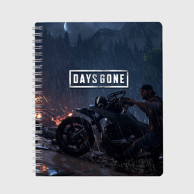 Тетрадь с принтом Days Gone в городе Новоалтайск, 100% бумага | 48 листов, плотность листов — 60 г/м2, плотность картонной обложки — 250 г/м2. Листы скреплены сбоку удобной пружинной спиралью. Уголки страниц и обложки скругленные. Цвет линий — светло-серый
 | 2019 | days gone | game | poster | ps4 | zombie | жизнь после | зомби | игра