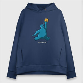 Женское худи Oversize хлопок с принтом Just Do Eat в городе Новоалтайск, френч-терри — 70% хлопок, 30% полиэстер. Мягкий теплый начес внутри —100% хлопок | боковые карманы, эластичные манжеты и нижняя кромка, капюшон на магнитной кнопке | 90 е | cookie monster | баскетбол | вкусно | вкусняшка | девиз | еда | лозунг | монстр | найк | омномном | печенье | просто делай это | пряник | спорт | улица сезам