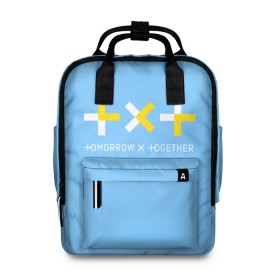 Женский рюкзак 3D с принтом TOMORROW X TOGETHER / TXT в городе Новоалтайск, 100% полиэстер | лямки с регулируемой длиной, сверху ручки, чтобы рюкзак нести как сумку. Основное отделение закрывается на молнию, как и внешний карман. Внутри два дополнительных кармана, один из которых закрывается на молнию. По бокам два дополнительных кармашка, куда поместится маленькая бутылочка
 | bts | k pop | kpop | tomorrow x together | txt | бтс | к поп | кей поп | корейский поп | кпоп | поп | тикст | томмороу их тогезер