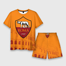 Мужской костюм с шортами 3D с принтом Рома в городе Новоалтайск,  |  | as roma | giallorossi | lupi | roma | romanista | волки | жёлто красные | италия | рома | серия а | форма | футбол | футболист | футбольная | футбольный клуб