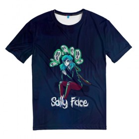 Мужская футболка 3D с принтом Sally Face в городе Новоалтайск, 100% полиэфир | прямой крой, круглый вырез горловины, длина до линии бедер | blue | diane | face | fisher | gizmo | henry | johnson | killer | larry | sally | генри | гизмо | джонсон | диана | ларри | лицо | салли | фейс | фишер