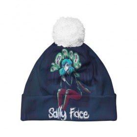 Шапка 3D c помпоном с принтом Sally Face в городе Новоалтайск, 100% полиэстер | универсальный размер, печать по всей поверхности изделия | blue | diane | face | fisher | gizmo | henry | johnson | killer | larry | sally | генри | гизмо | джонсон | диана | ларри | лицо | салли | фейс | фишер
